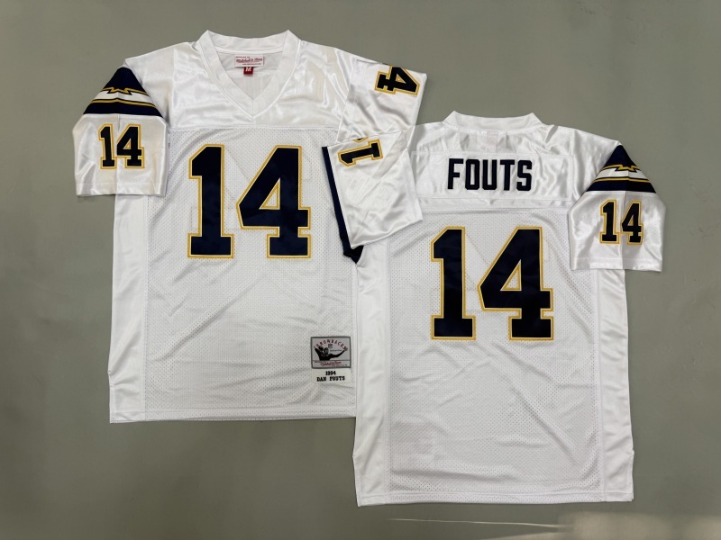 Men 2025 Los Angeles Chargers #14 Fouts white Throwback Limited NFL Jersey style 001